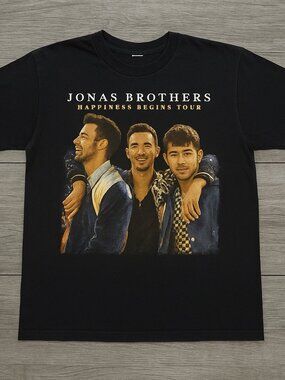 Jonas Brothers Happiness Begins Tour Graphic T-Shirt Black Music Tee